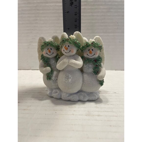 Trio of Snowmen Angel Figurine Table Mantel Decor by Gantz - Picture 8 of 10